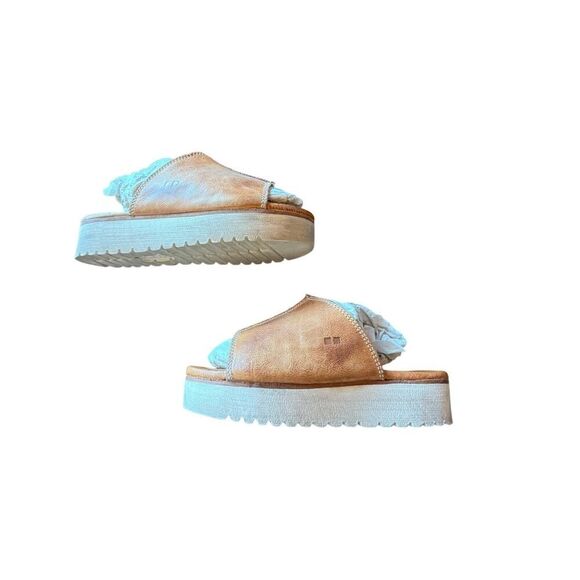 Bed Stue Fairlee Platform Rustic Brown Leather Slides Women's Size 6 - Picture 2 of 12